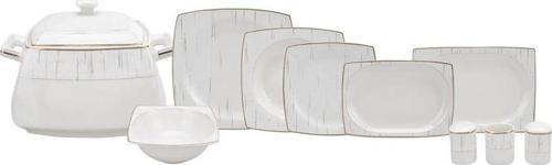 Batik Fine Cream 60 Parça 12 Kişilik Porselen Kare Yemek Takımı