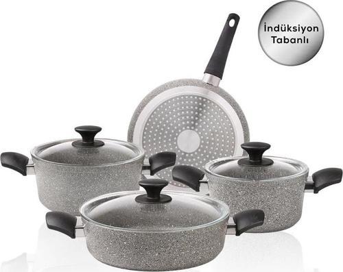 Biogranit Grey 7 Parça Tencere Seti