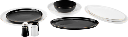 Elara Black White 57 Parça 12 Kişilik New Bone Yemek Takımı