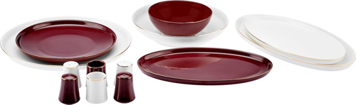 Elara Red-White 57 Parça 12 Kişilik New Bone Yemek Takımı