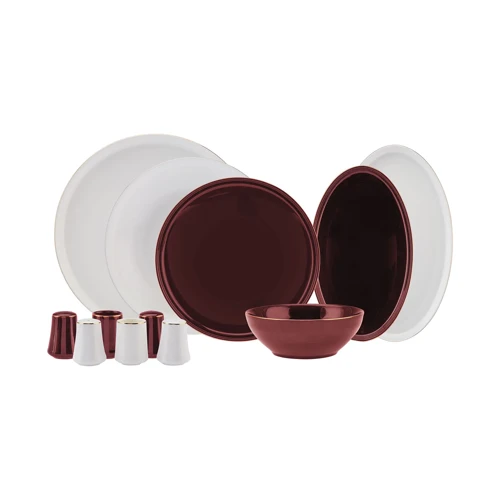 Elegance Bone Elara 57 Parça 12 Kişilik Yemek Takımı Red
