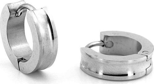 Eğimli Çizgi Paslanmaz Çelik Parlak Halka Erkek Küpe ER007