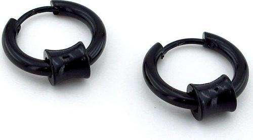 Eğimli Silindir Siyah Paslanmaz Çelik Erkek Kadın Halka Küpe ER026