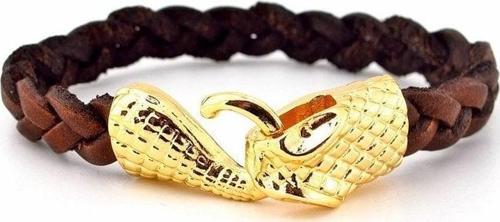 ALTIN KAPLAMA OUROBOROS YILAN DERİ ERKEK BİLEKLİK M005A