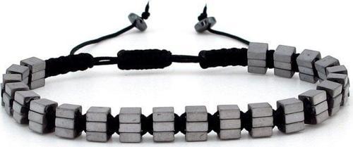 GRİ RENKLİ DOĞAL TAŞ HEMATİT MAKROME ERKEK BİLEKLİK J0038