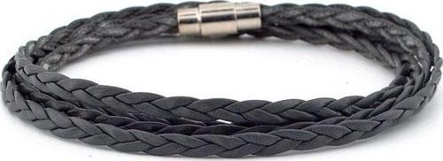 GRİ RENKLİ İKİ SIRA SARMA SAÇ ÖRGÜ DERİ ERKEK BİLEKLİK M008D