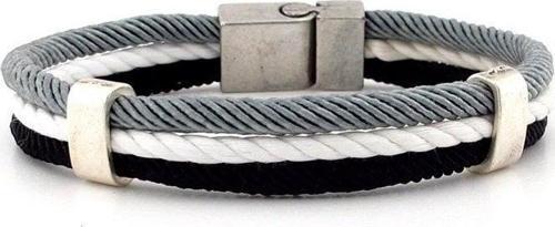 GRİ SİYAH BEYAZ ÜÇ SIRALI HALAT İP ERKEK BİLEKLİK M009E