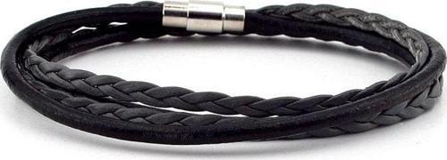 GRİ SİYAH İKİ SIRA SARMA SAÇ ÖRGÜ DERİ ERKEK BİLEKLİK M008E