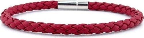 Bordo Çapraz Örgü Deri Metal Klipsli Erkek Bileklik M041B