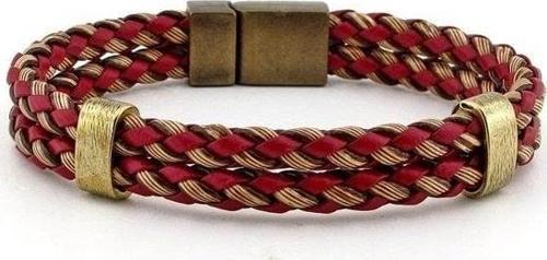 BORDO KAHVERENGİ İKİ SIRALI ÖRGÜLÜ ERKEK BİLEKLİK BT365