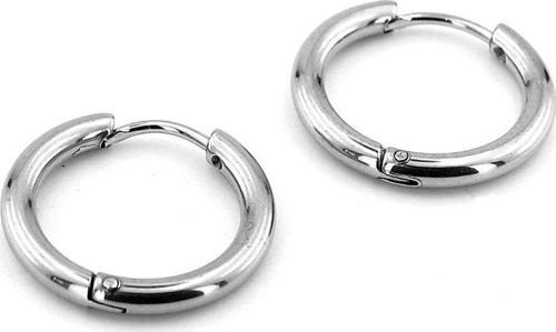 Gümüş Renkli Yuvarlak Hatlı 19mm Çap Çelik Halka Erkek Küpe ER001