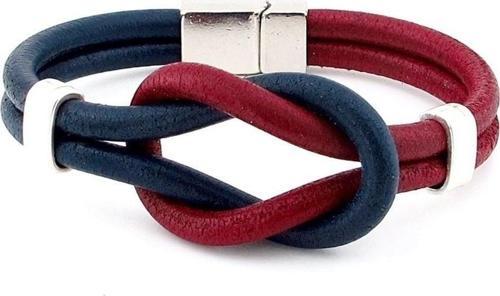 Bordo Lacivert Alaçatı Düğüm Hakiki Deri Erkek Bileklik M051G