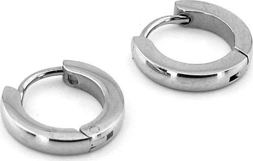 Gümüş Renkli Yuvarlak Kesim 13mm Çap Çelik Halka Erkek Küpe ER002