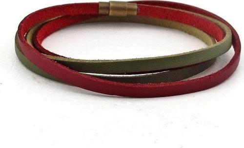 HAKİ YEŞİL BORDO ÇİFT SIRA ORJİNAL DERİ SARMA ERKEK BİLEKLİK BT641