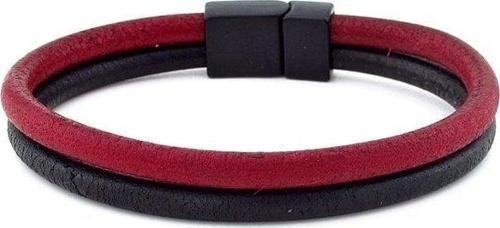 BORDO SİYAH ORJİNAL DERİ METAL MIKNATIS BİLEKLİK M016A