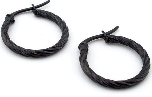 Halat Sargı Halka 20 mm Çap Siyah Paslanmaz Çelik Kadın Erkek Küpe ER057