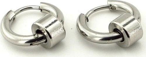 İÇ İÇE GEÇMİŞ HALKA TASARIM GÜÇÜŞ RENK ÇELİK ERKEK KÜPE E795