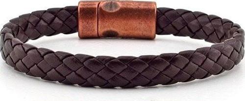 BRONZ METAL MIKNATIS KAHVERENGİ DERİ ERKEK BİLEKLİK BT341