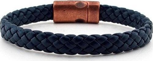 BRONZ METAL MIKNATISLI LACİVERT DERİ ERKEK BİLEKLİK BT340