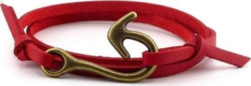BRONZ OLTA KANCA KIRMIZI DERİ SARMA ERKEK BİLEKLİK BT568