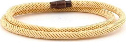 İKİ SIRA SARMA MIKNATISLI KREM RENGİ ÖRGÜ İP ERKEK BİLEKLİK M007M