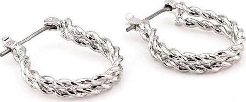 ÇİFT HALAT DESENLİ GÜMÜŞ RENK ERKEK HALKA KÜPE E871