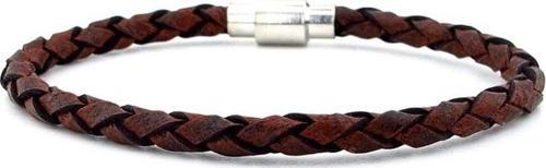 KAHVERENGİ ÖRGÜ GERÇEK DERİ METAL MIKNATIS ERKEK BİLEKLİK M019P