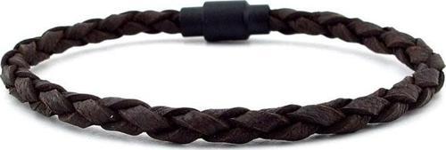 KAHVERENGİ ÖRGÜ MAT DERİ METAL MIKNATIS ERKEK BİLEKLİK M019M