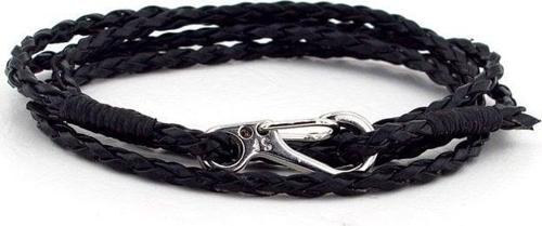 METAL KANCA DÖRT SIRALI SİYAH DERİ ERKEK BİLEKLİK BT357