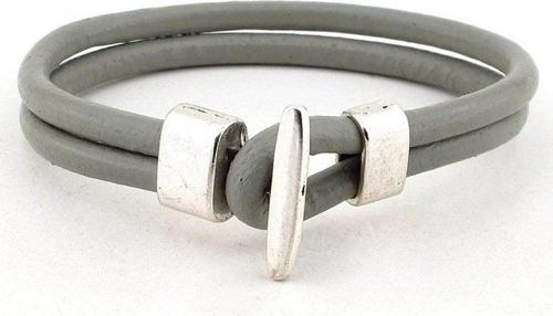 METAL KANCA GRİ GERÇEK DERİ ERKEK BİLEKLİK BT185