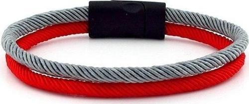 KIRMIZI GRİ İKİ SIRA METAL MIKNATIS ERKEK BİLEKLİK M014N