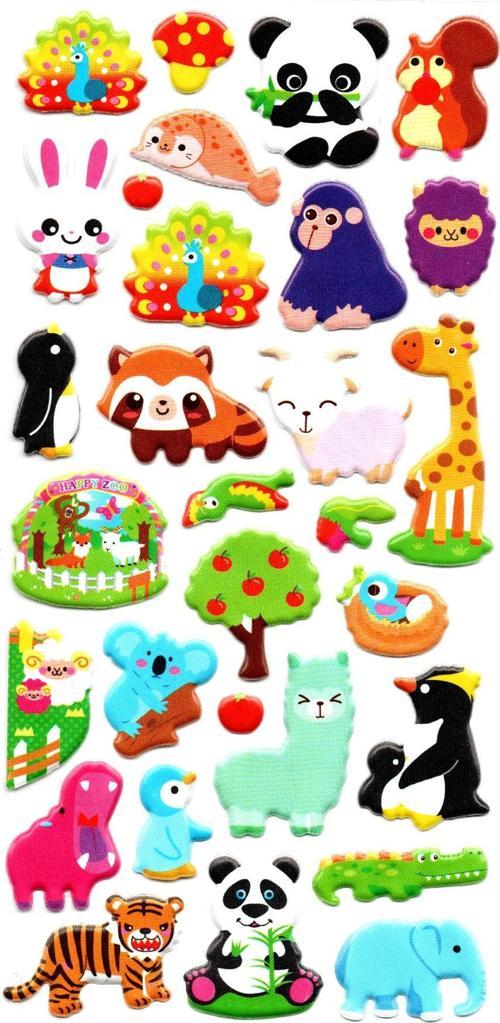 Sticker Kabartmalı Stiker Defter, Planlayıcı Etiket (lim88-035) - 17X9 cm - Sevimli Hayvanlar