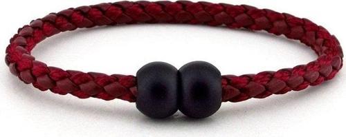 MIKNATISLI BORDO SİYAH DERİ ERKEK BİLEKLİK BT166