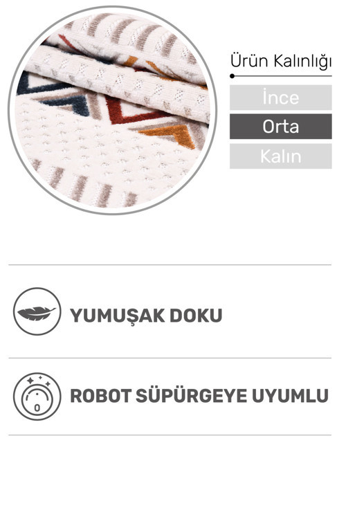 Costa Çok Renkli Etnik Desenli Tozumaz Halı – Yumuşak Ve Kolay Temizlenebilir Salon, Mutfak Halısı