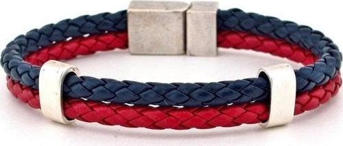 KIRMIZI LACİVERT DERİ ÇİFT SIRALI ERKEK BİLEKLİK BT527