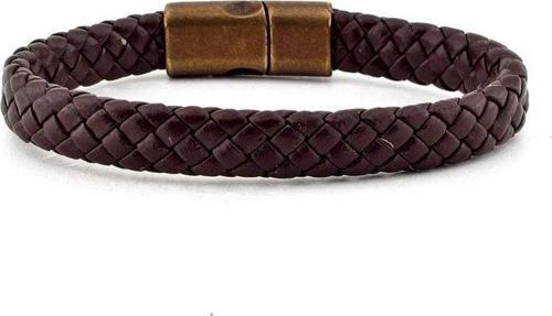 MIKNATISLI KAHVE ÖRGÜ DERİ ERKEK BİLEKLİK BT188