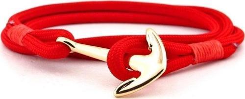 KIRMIZI PARACORD ALTIN RENGİ METAL ÇAPA ERKEK BİLEKLİK BT543