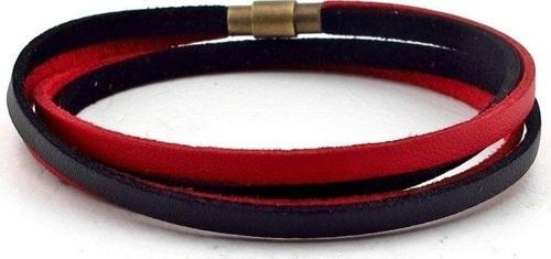 KIRMIZI SİYAH ÇİFT SIRA ORJİNAL DERİ SARMA ERKEK BİLEKLİK BT634