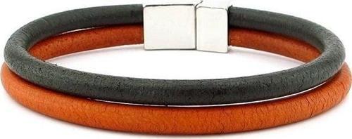 Kızıl Taba Haki Yeşil Orjinal Deri İki Sıra Erkek Bileklik M016P