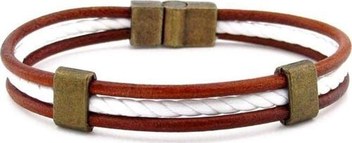Orjinal Taba Deri ve Halat Üç Sıralı Erkek Bileklik M044C