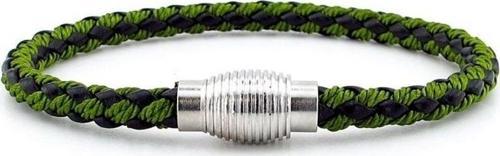 OVAL METAL MIKNATIS YEŞİL ÖRGÜ DERİ ERKEK BİLEKLİK M033B