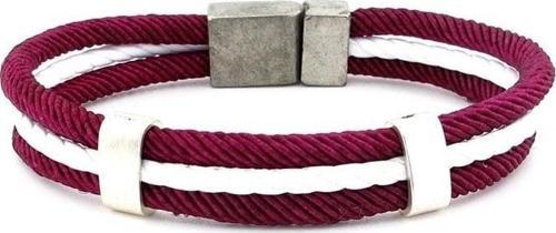 KOYU MOR BEYAZ BEYAZ ÜÇ SIRA HALAT İP ERKEK BİLEKLİK M009G