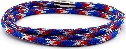 PARACORD ÜÇ SIRA DOLAMA MAVİ KIRMIZI BEYAZ ERKEK BİLEKLİK BT411