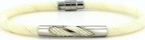 KREM RENGİ ÖRGÜ İP METAL ÇENTİK MIKNATIS ERKEK BİLEKLİK M027S