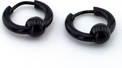 Küre Top Tasarım Siyah Paslanmaz Çelik Erkek Kadın Halka Küpe ER024