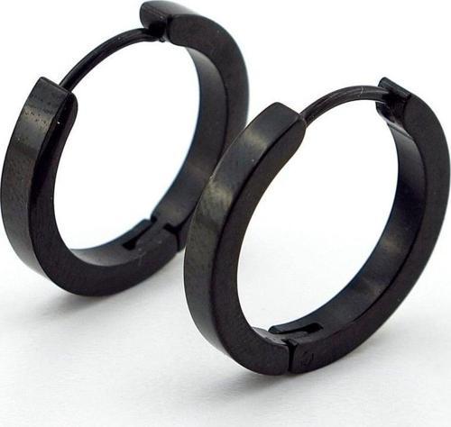 Küt Kesim Siyah Paslanmaz Çelik 20mm Çap  Halka Erkek Küpe ER011