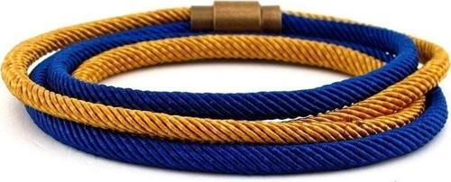 SARI LACİVERT İKİ SIRA SARMA METAL KLİPS ERKEK BİLEKLİK BT443
