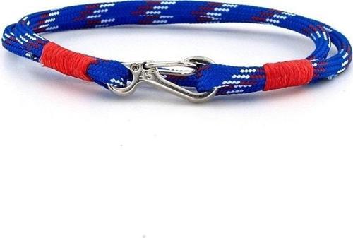 MAVİ BEYAZ KIRMIZI PARACORD KANCA İKİ SIRA ERKEK BİLEKLİK M011F
