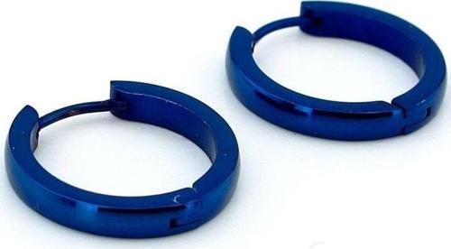 Mavi Eğimli Tasarım Paslanmaz Çelik Kadın Erkek Halka Küpe ER016