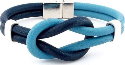 Mavi Lacivert Alaçatı Düğüm Hakiki Deri Erkek Bileklik M051C